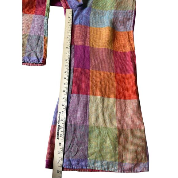 Anthropologie DRA Rainbow Plaid Smocked Linen Jumpsuit size S Multicolor - Picture 8 of 12